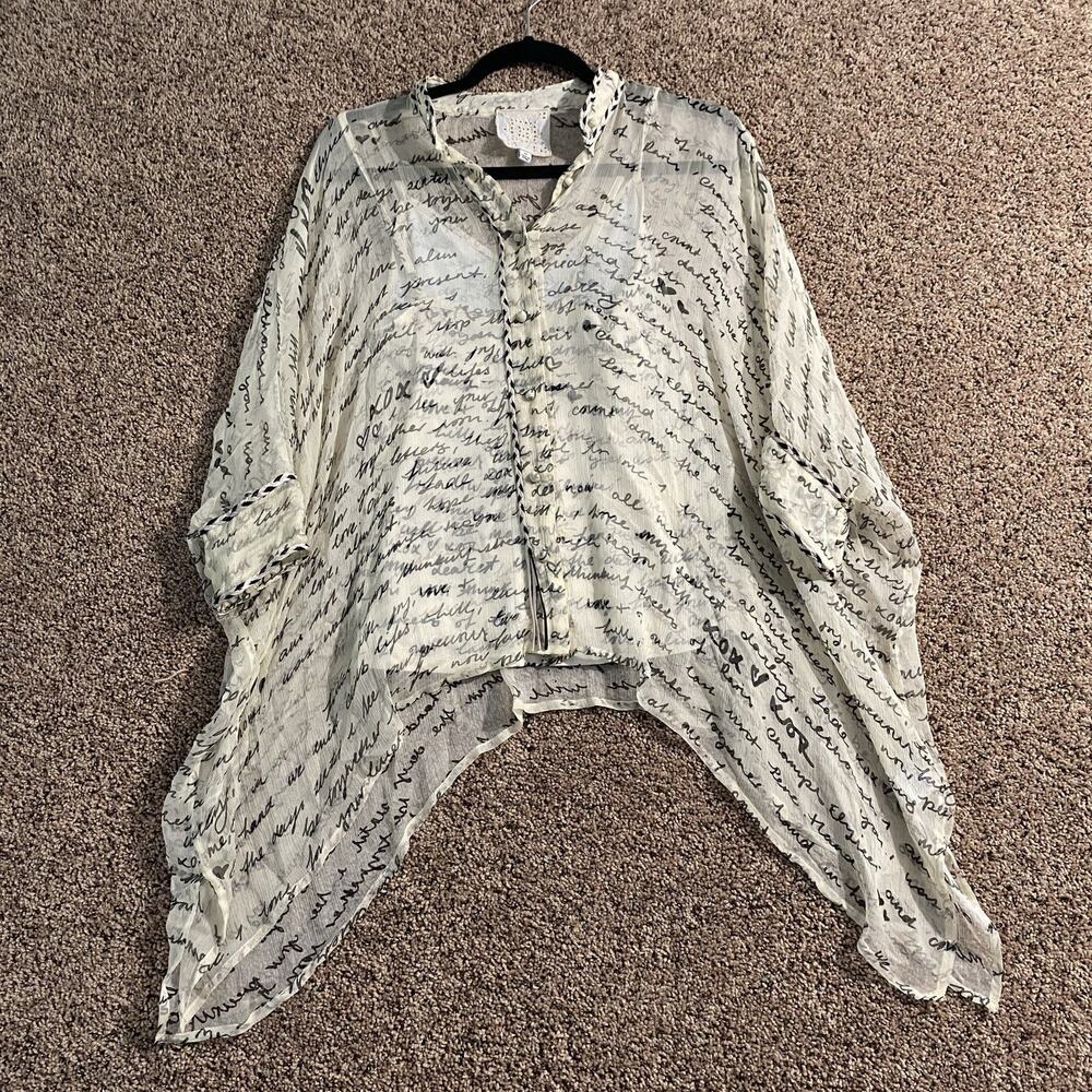 Johnny Was Sincerely Yours Silk Blouse‎ Top Size XS Boho Flowy